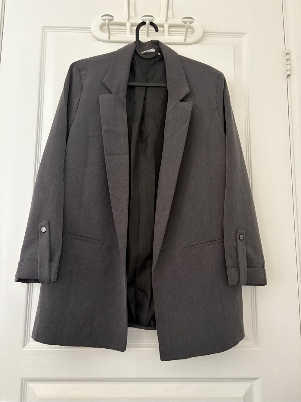 Women's Charcoal Gray Tailored Blazer Jacket